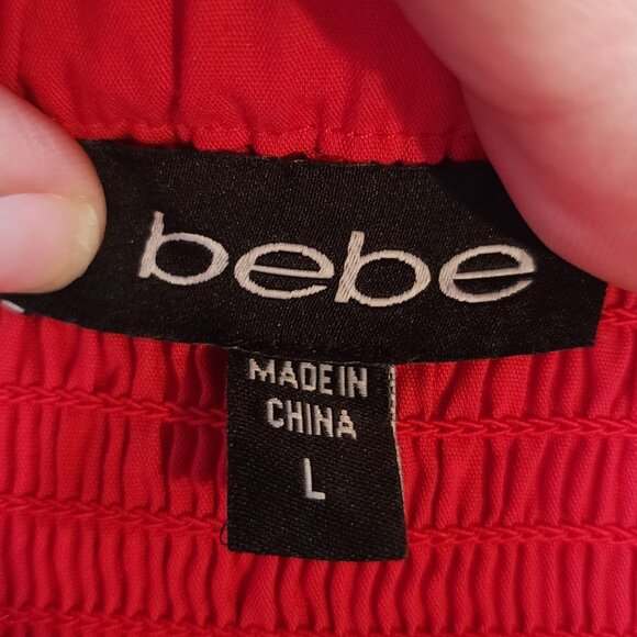Bebe Y2K mcbling red strapless belted babydoll tube top size L button down - Picture 6 of 6